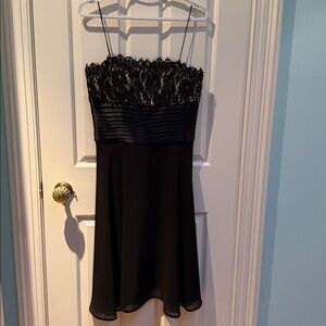 JS Boutique sz 6 Gorgeous Black Dress beads lace nude underlay formal gorg!